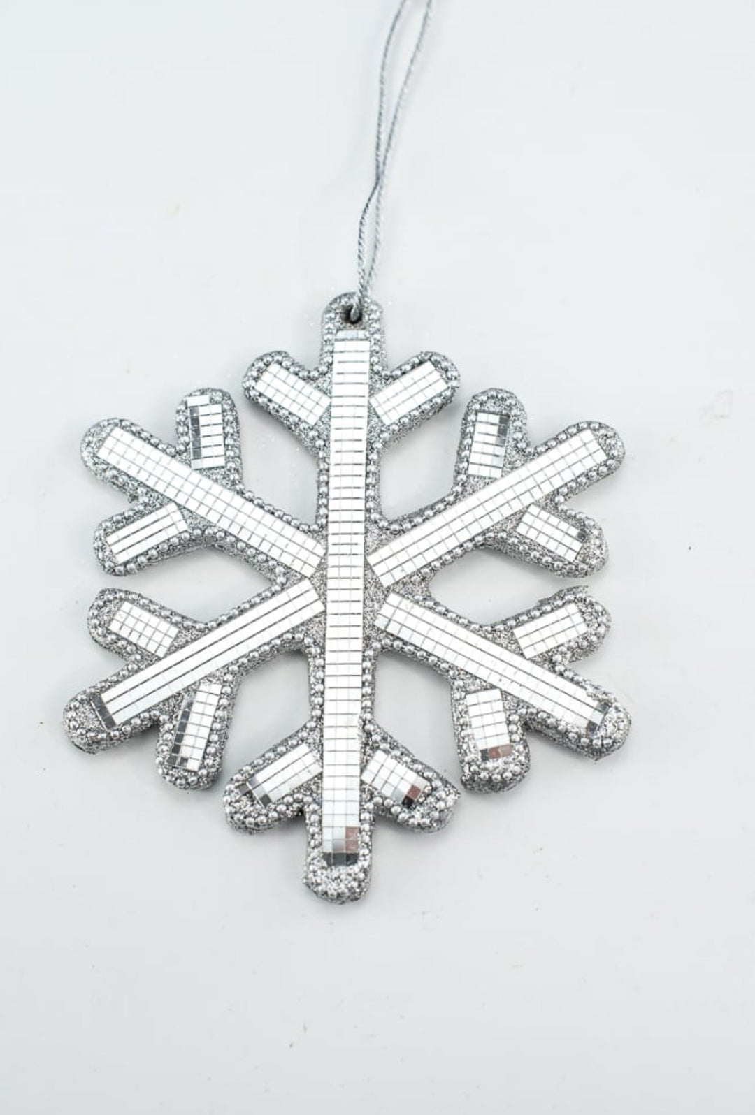 Snowflake mirrored ornament - silver - Greenery MarketMTX72419 SILV