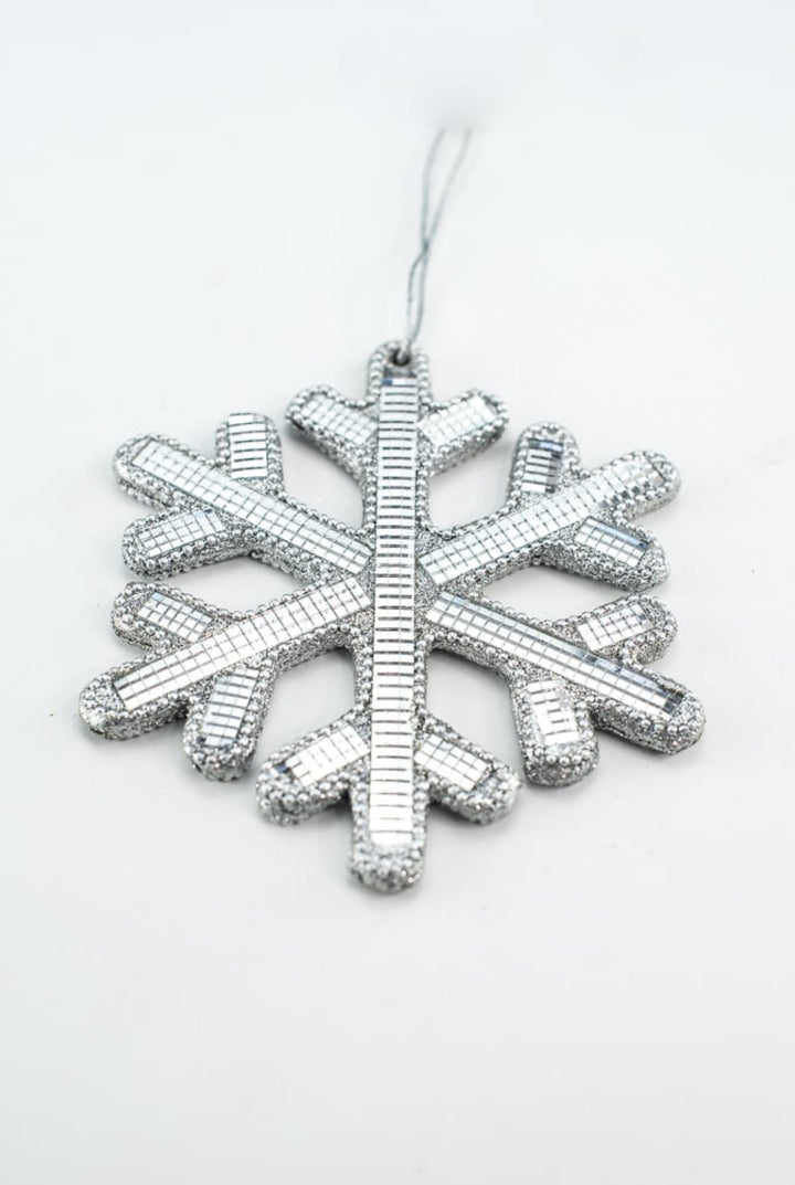 Snowflake mirrored ornament - silver - Greenery MarketMTX72419 SILV