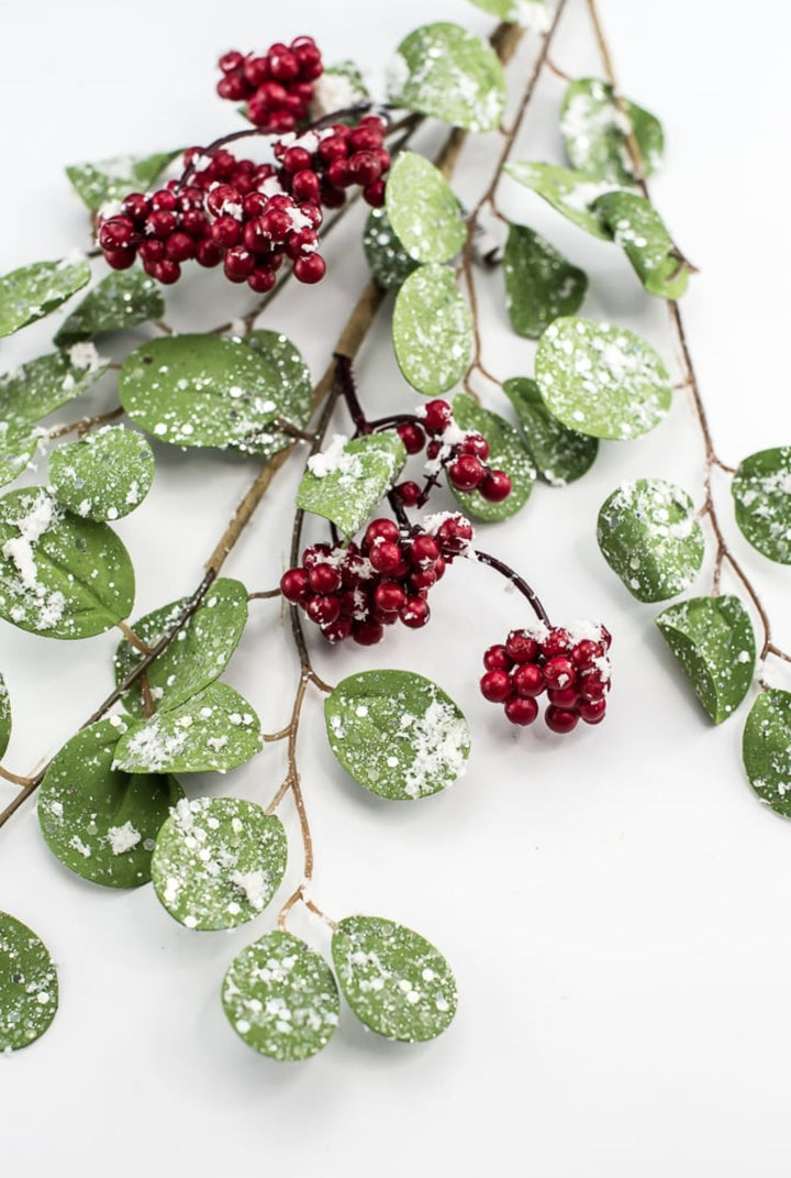 Snowy eucalyptus spray with berries - Greenery MarketArtificial Flora104462