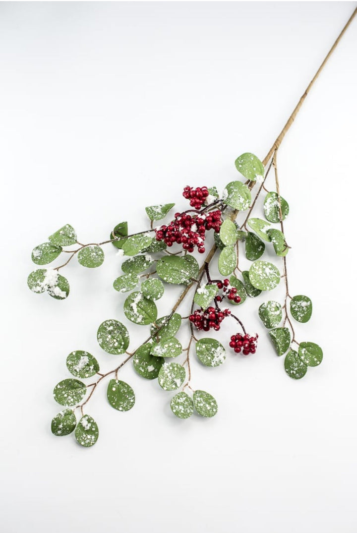 Snowy eucalyptus spray with berries - Greenery MarketArtificial Flora104462