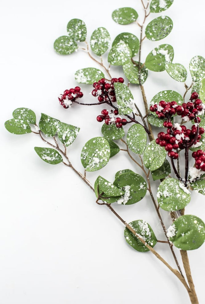 Snowy eucalyptus spray with berries - Greenery MarketArtificial Flora104462