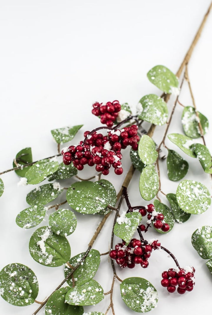 Snowy eucalyptus spray with berries - Greenery MarketArtificial Flora104462