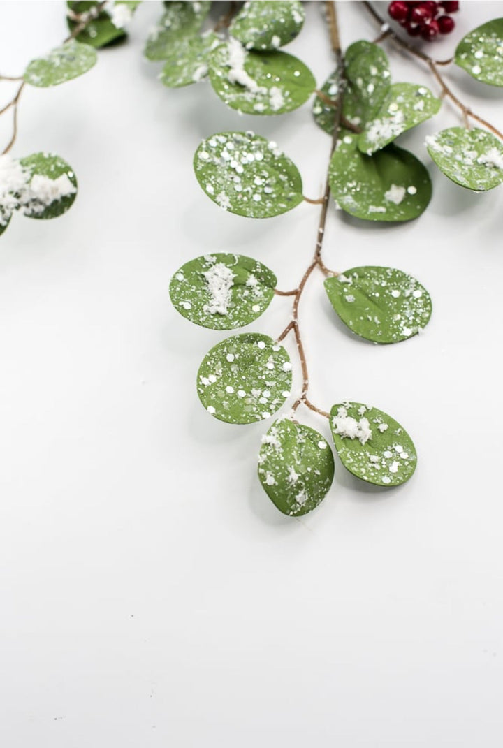 Snowy eucalyptus spray with berries - Greenery MarketArtificial Flora104462