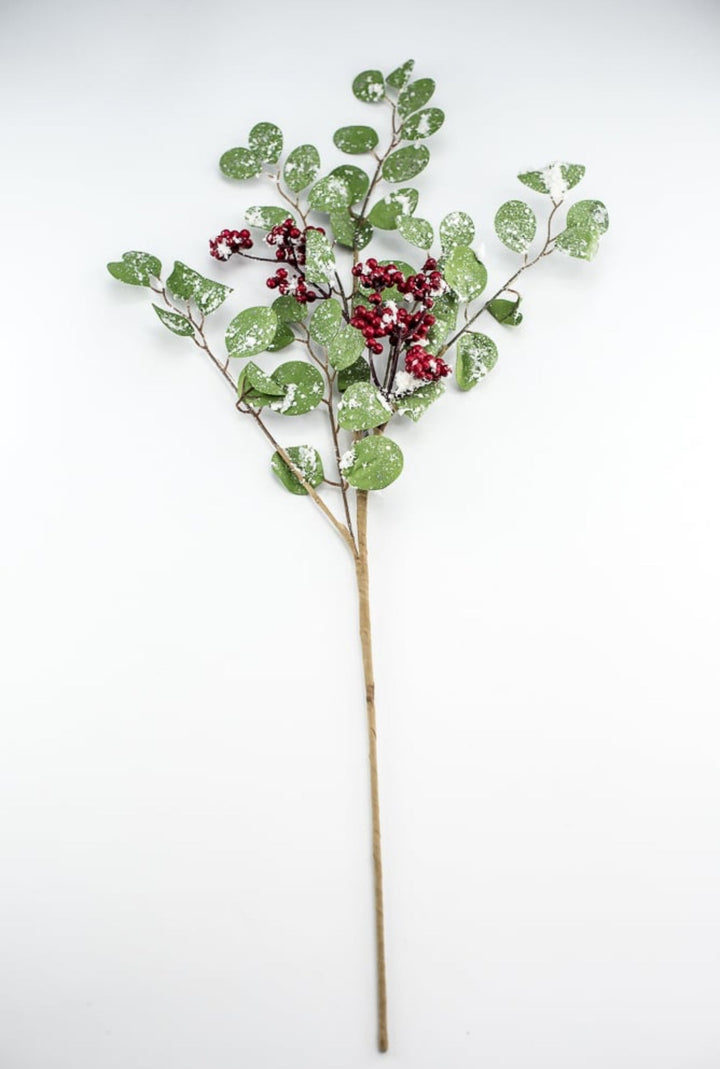 Snowy eucalyptus spray with berries - Greenery MarketArtificial Flora104462