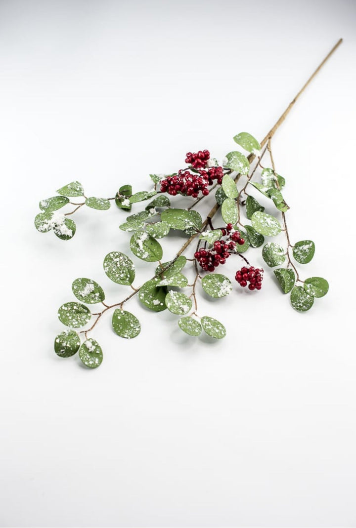 Snowy eucalyptus spray with berries - Greenery MarketArtificial Flora104462