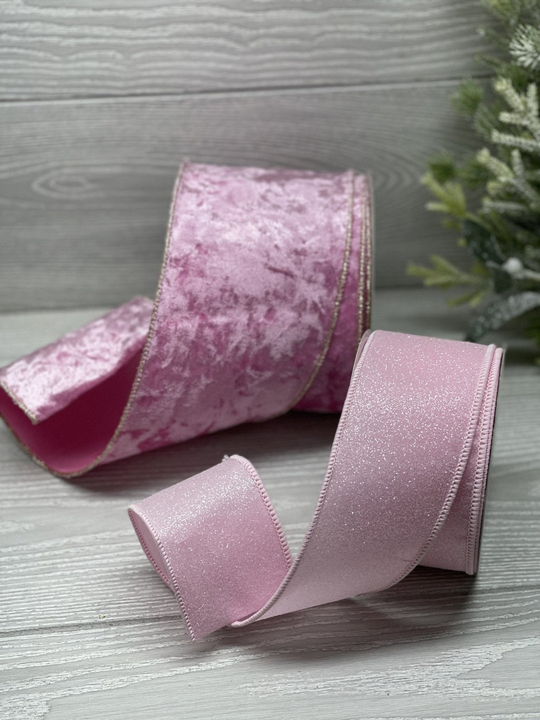 Soft pink glitter wired ribbon - 2.5” - Greenery Marketwired ribbonMTX65002 pink