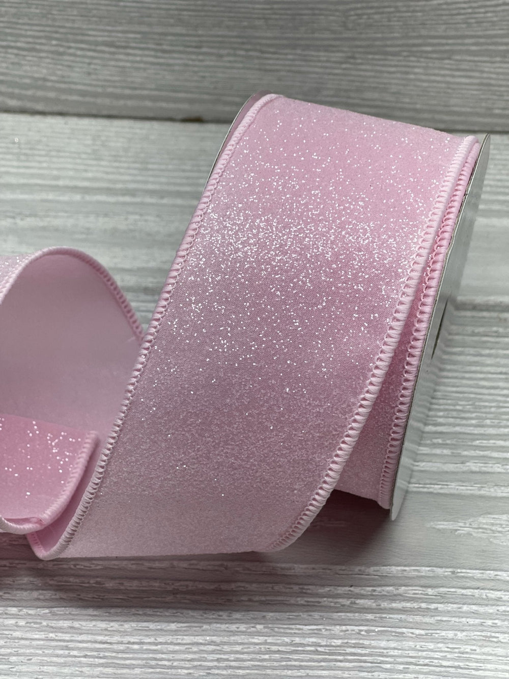 Soft pink glitter wired ribbon - 2.5” - Greenery Marketwired ribbonMTX65002 pink