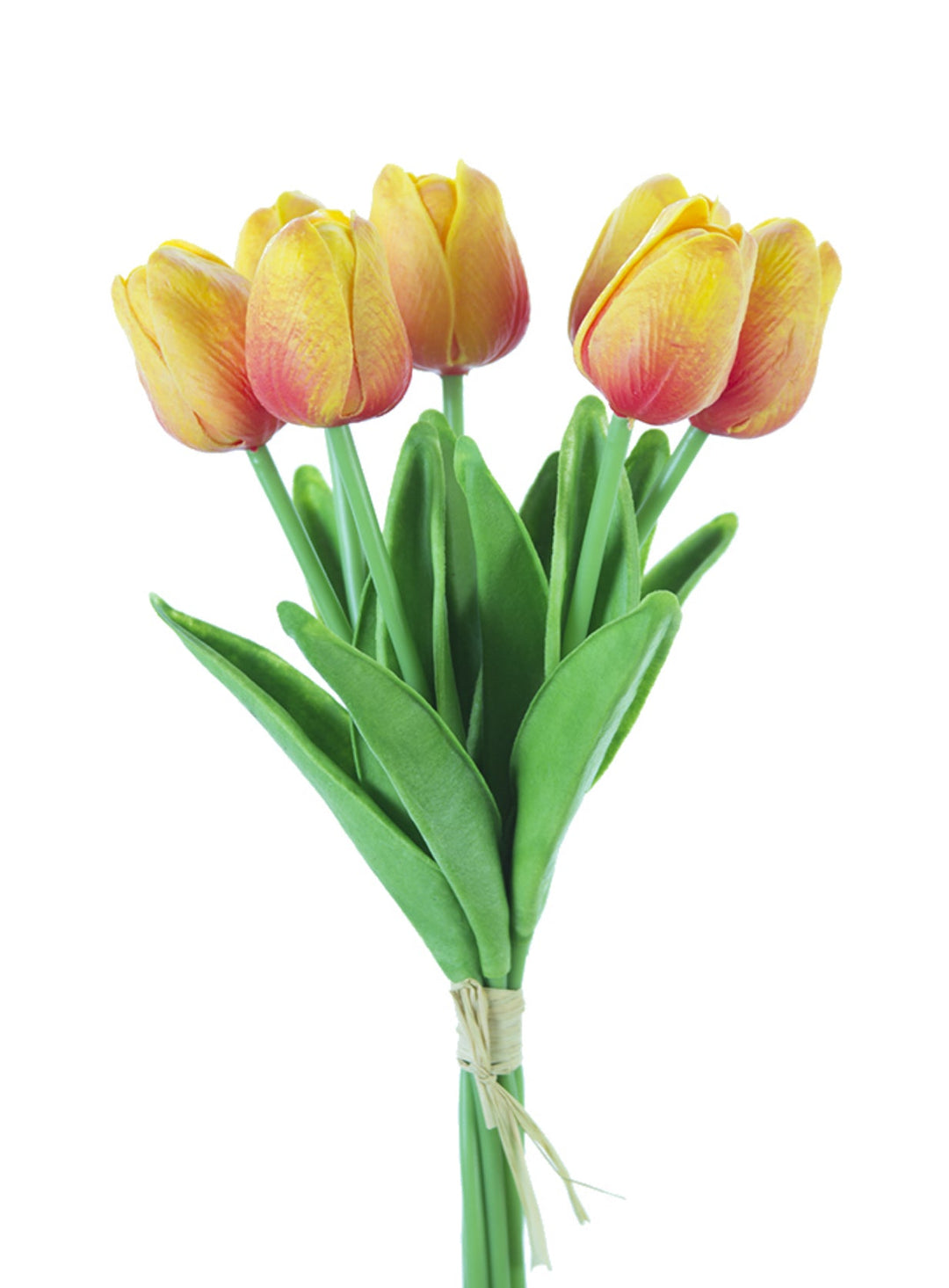 Soft touch, life like, yellow coral tulip bundle - Greenery Market2260017YO