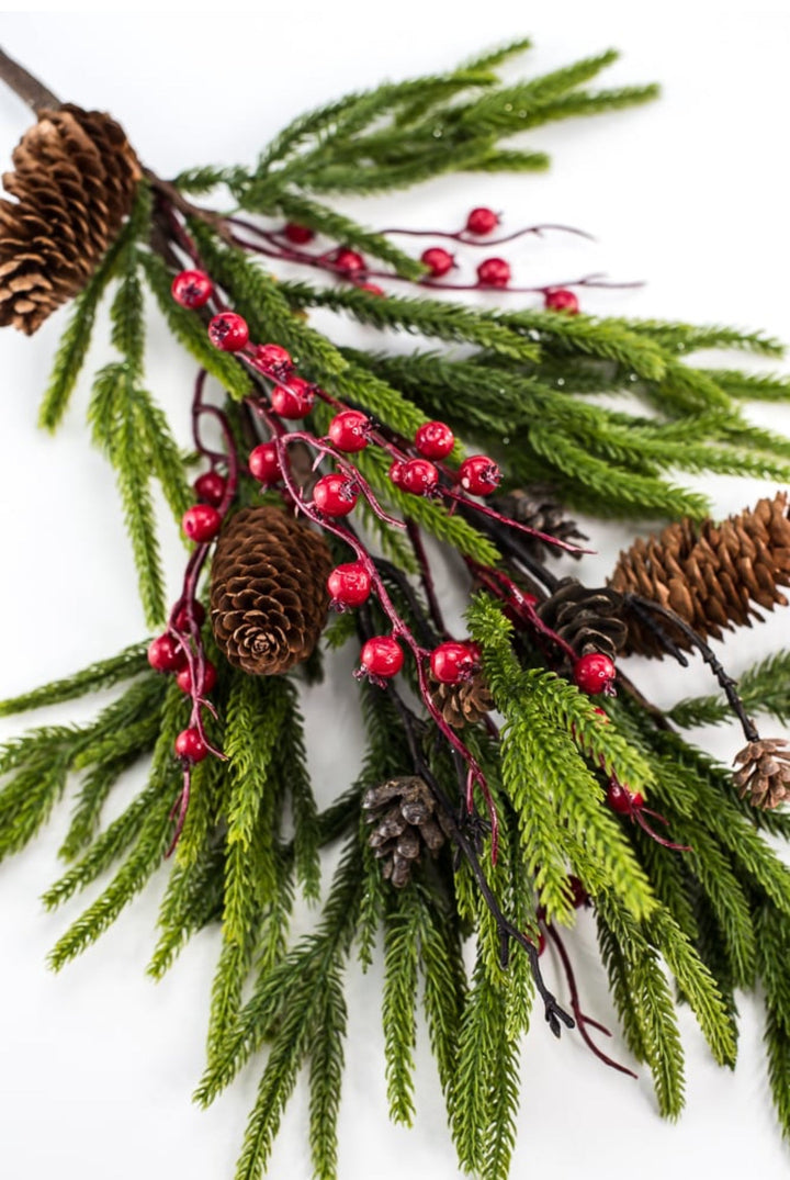 Soft touch Norfolk pine and berries spray - Greenery Market231895