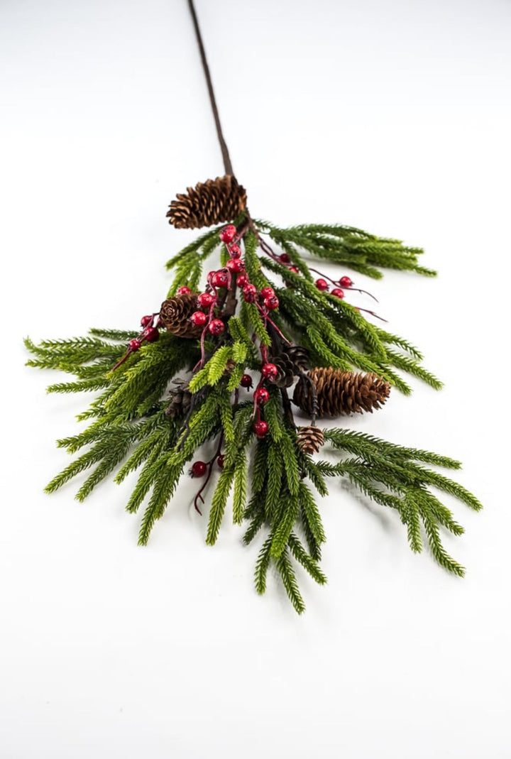Soft touch Norfolk pine and berries spray - Greenery Market231895