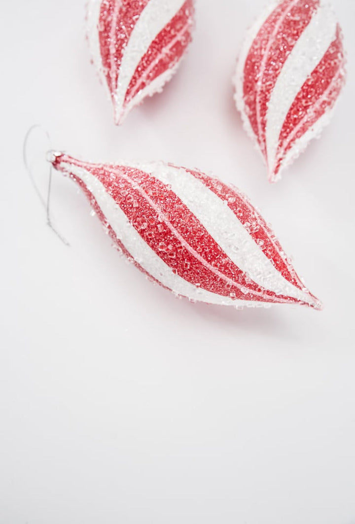 Sugar pink and red peppermint Christmas finial ornament 7” box of 3 - Greenery MarketSeasonal & Holiday DecorationsMTX71770 RDPI
