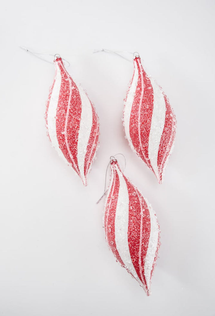 Sugar pink and red peppermint Christmas finial ornament 7” box of 3 - Greenery MarketSeasonal & Holiday DecorationsMTX71770 RDPI