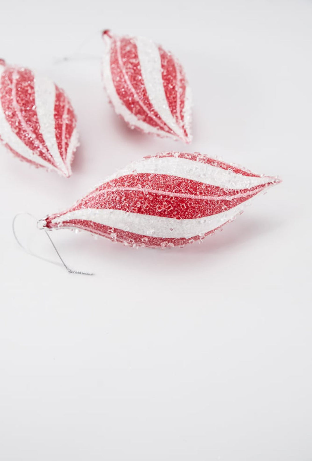 Sugar pink and red peppermint Christmas finial ornament 7” box of 3 - Greenery MarketSeasonal & Holiday DecorationsMTX71770 RDPI