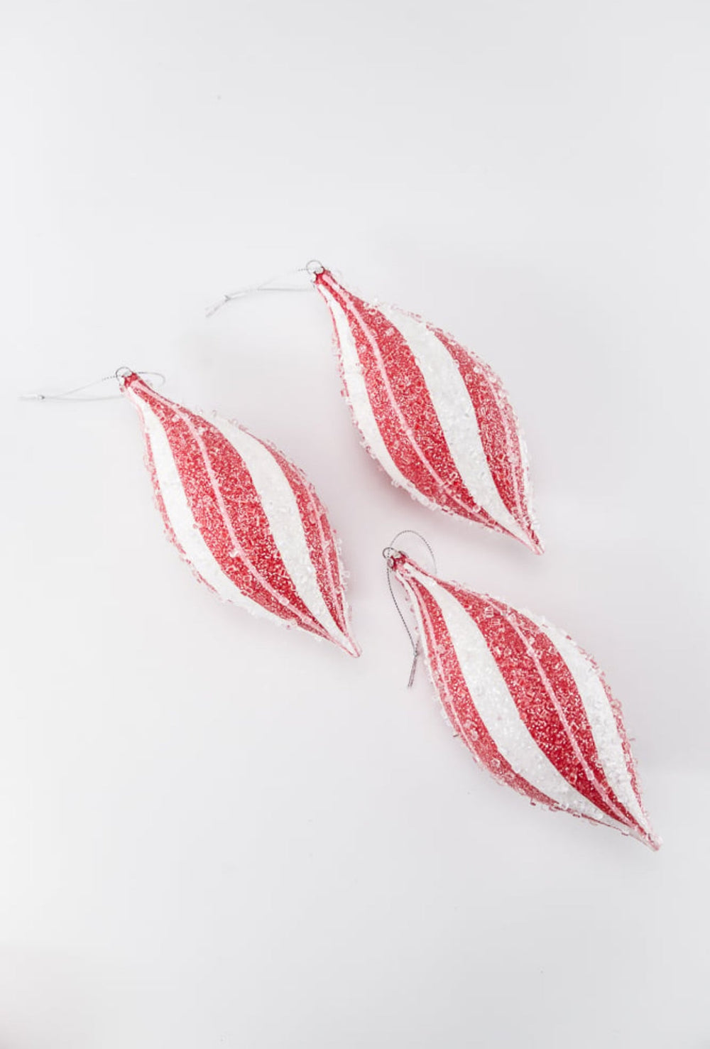 Sugar pink and red peppermint Christmas finial ornament 7” box of 3 - Greenery MarketSeasonal & Holiday DecorationsMTX71770 RDPI