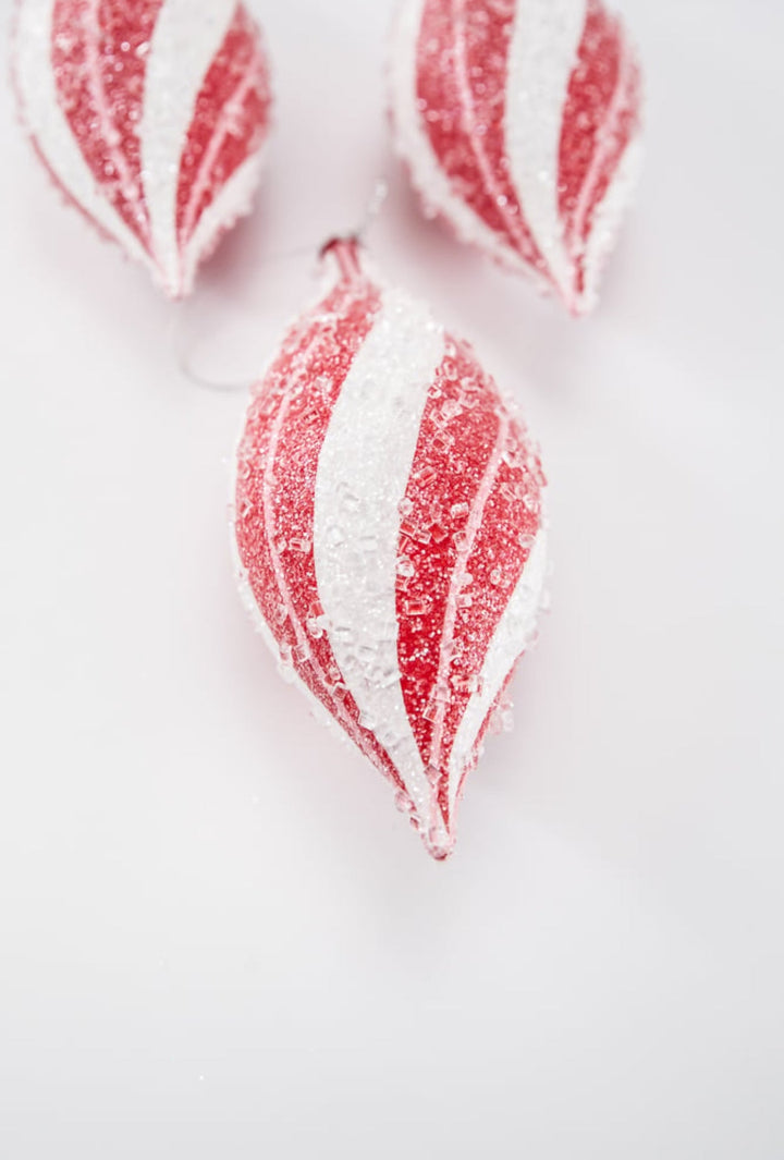 Sugar pink and red peppermint Christmas finial ornament 7” box of 3 - Greenery MarketSeasonal & Holiday DecorationsMTX71770 RDPI