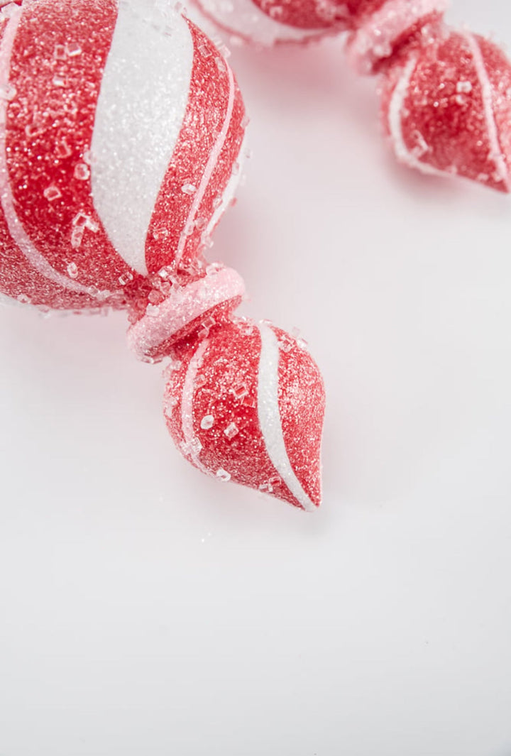 Sugar pink and red peppermint Christmas finial ornament 9” box of 2 - Greenery MarketSeasonal & Holiday DecorationsMTX71772