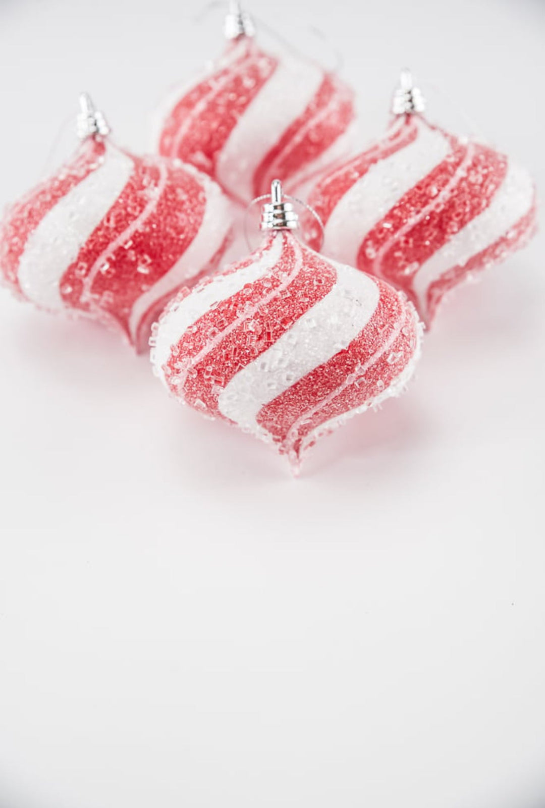 Sugar pink and red peppermint onion Christmas ornament 4” box of 4 - Greenery MarketSeasonal & Holiday DecorationsMTX71769 RDPI