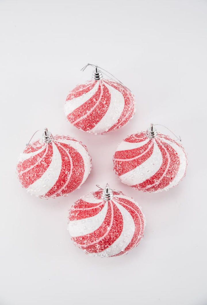Sugar pink and red peppermint onion Christmas ornament 4” box of 4 - Greenery MarketSeasonal & Holiday DecorationsMTX71769 RDPI