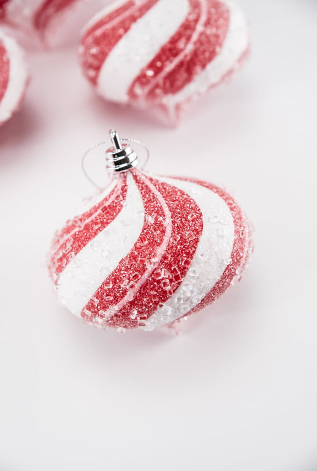 Sugar pink and red peppermint onion Christmas ornament 4” box of 4 - Greenery MarketSeasonal & Holiday DecorationsMTX71769 RDPI