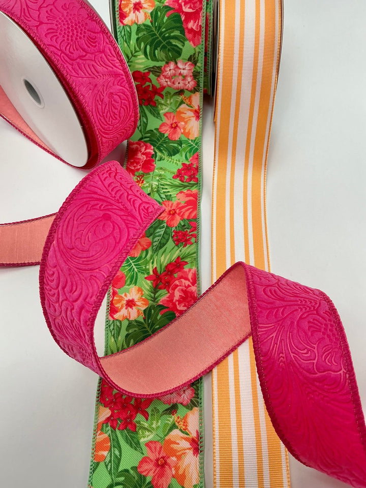 Tropical bow bundle x 3 wired ribbons - Greenery MarketWired ribbon