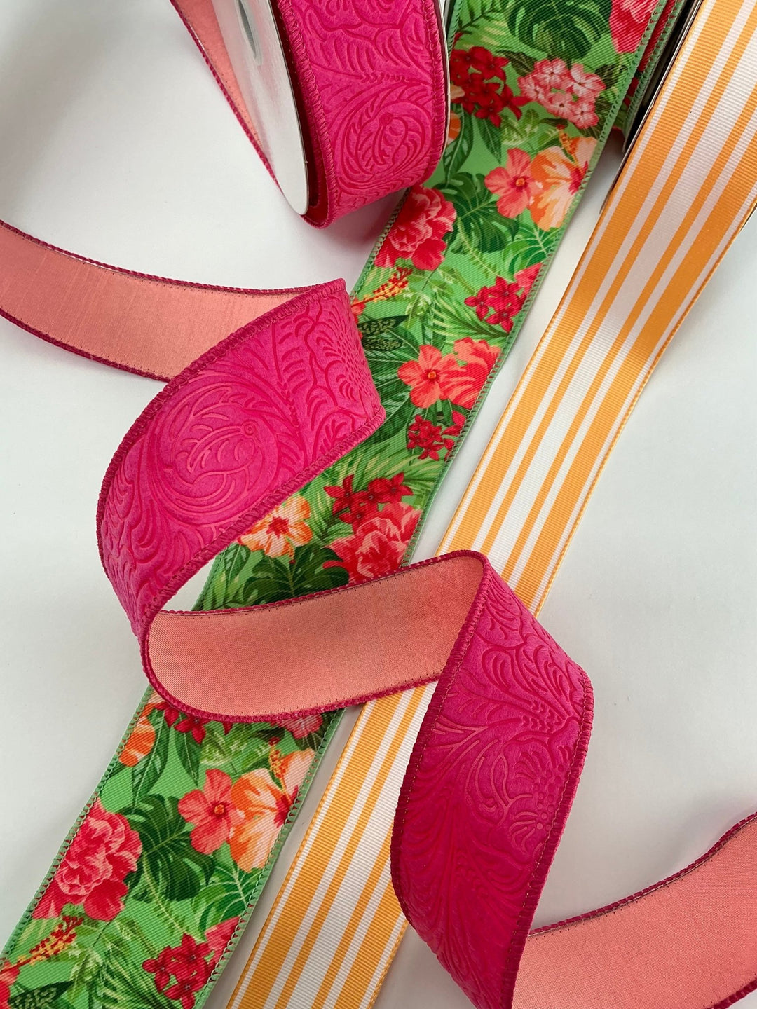 Tropical bow bundle x 3 wired ribbons - Greenery MarketWired ribbon