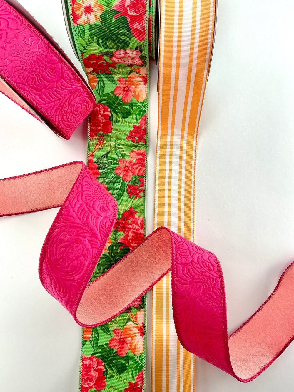 Tropical bow bundle x 3 wired ribbons - Greenery MarketWired ribbon