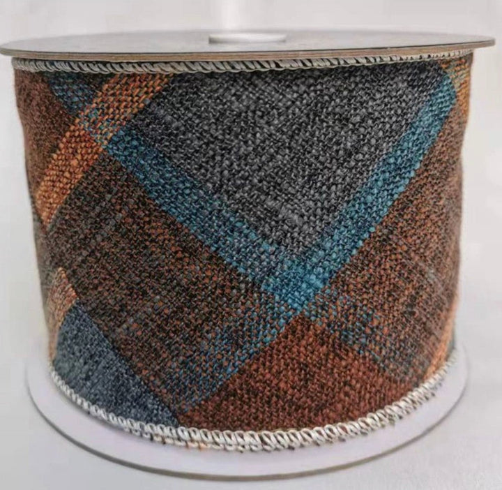 Turquoise Plaid wired ribbon 4” - Greenery MarketRibbons & Trim179969