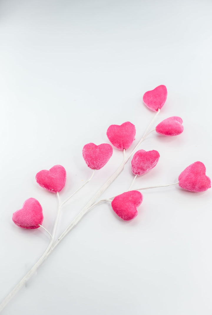Valentine velvet pink Heart spray - Greenery MarketPicks40030 - PK