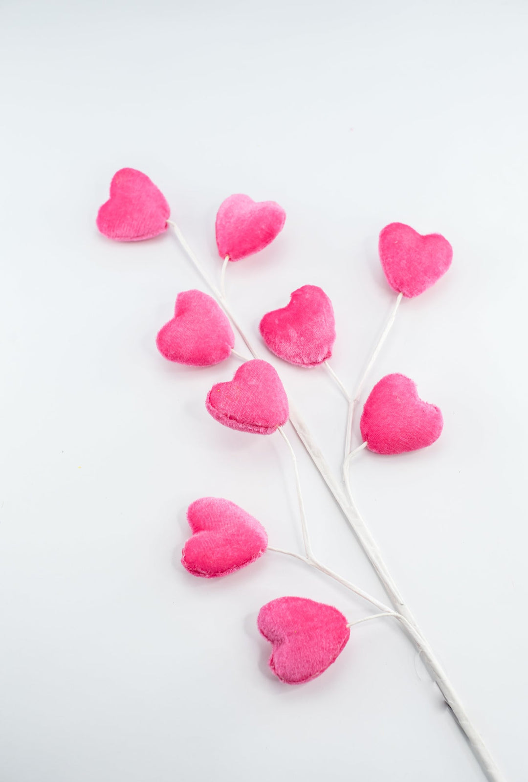 Valentine velvet pink Heart spray - Greenery MarketPicks40030 - PK