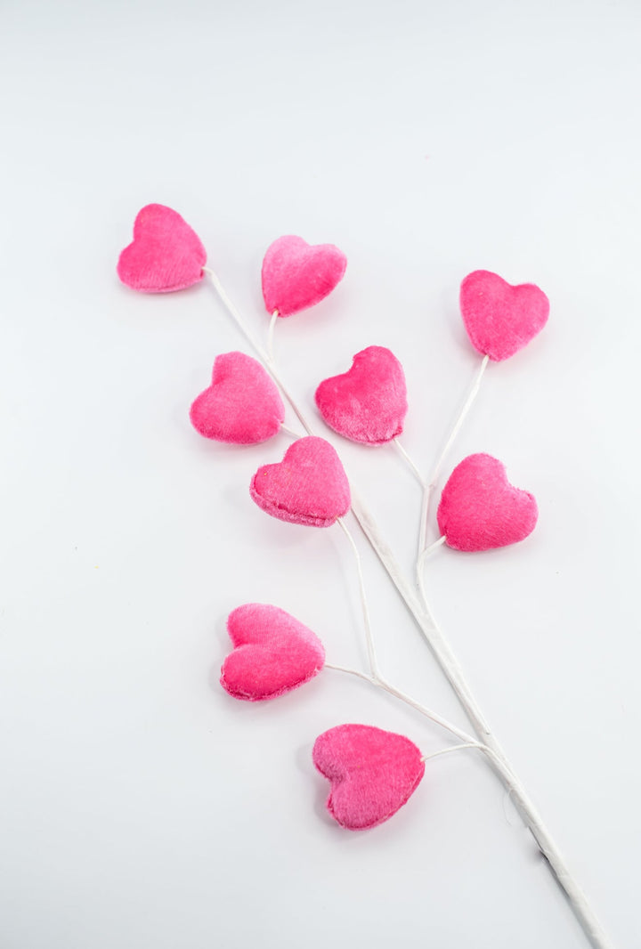 Valentine velvet pink Heart spray - Greenery MarketPicks40030 - PK