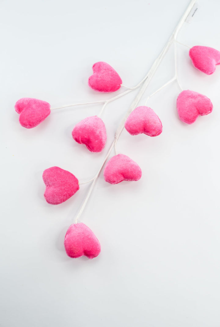 Valentine velvet pink Heart spray - Greenery MarketPicks40030 - PK