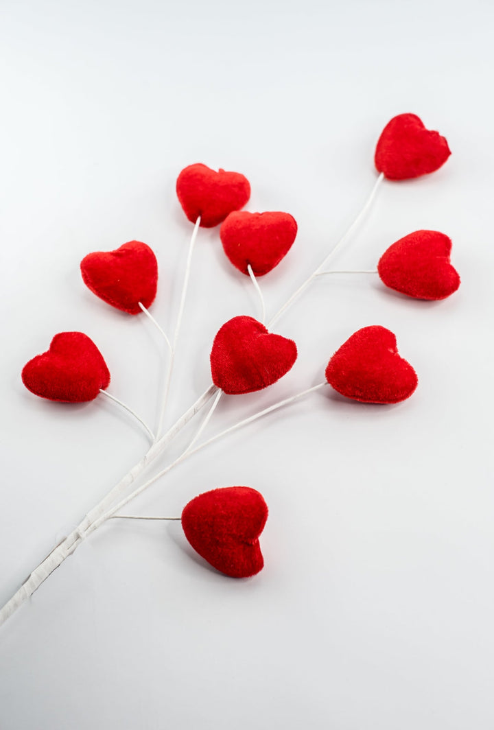 Valentine velvet red Heart spray - Greenery MarketPicks40030 - RD
