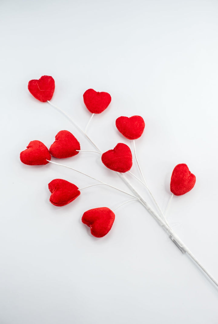 Valentine velvet red Heart spray - Greenery MarketPicks40030 - RD