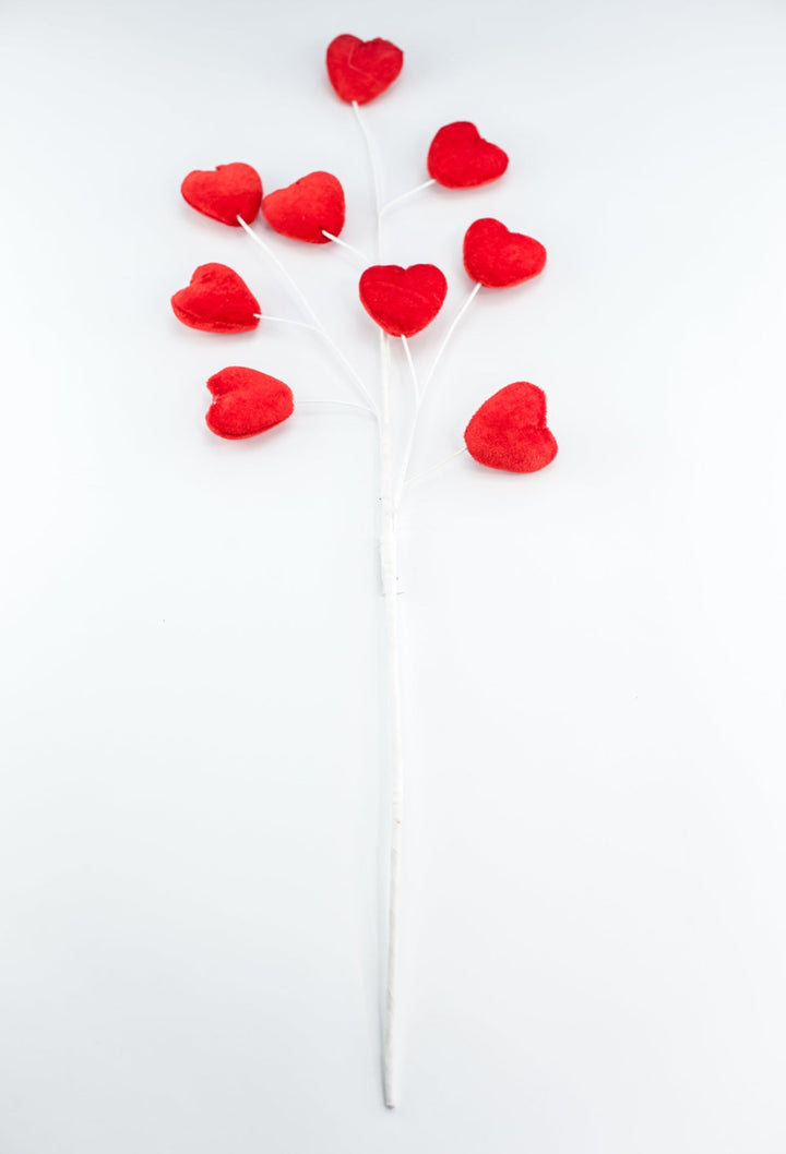 Valentine velvet red Heart spray - Greenery MarketPicks40030 - RD