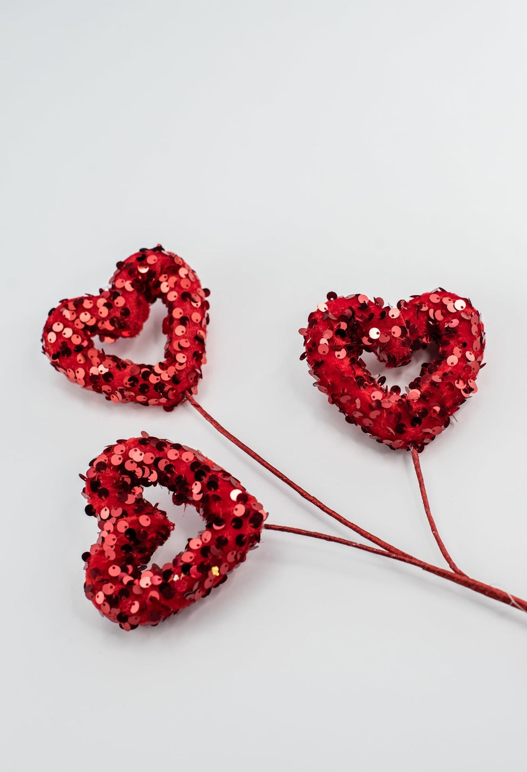 Valentine Velvet Sequins Heart spray - Greenery MarketPicks40271 - RD
