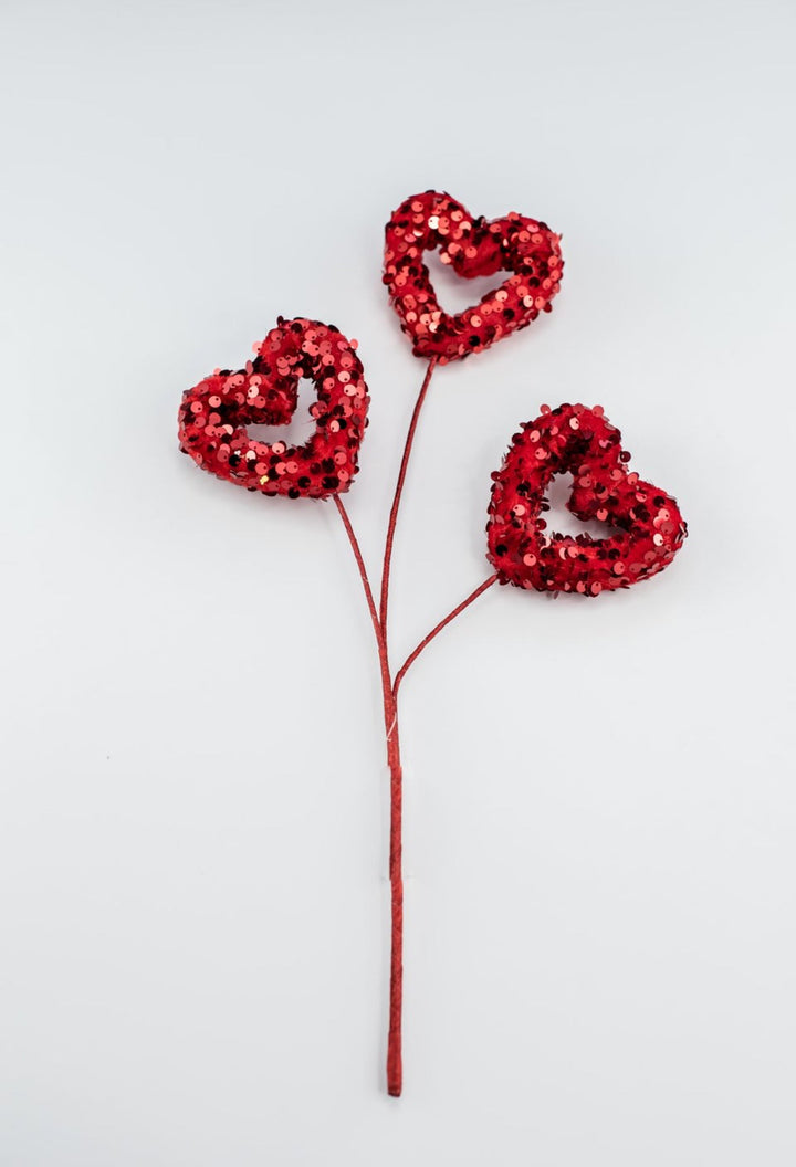 Valentine Velvet Sequins Heart spray - Greenery MarketPicks40271 - RD