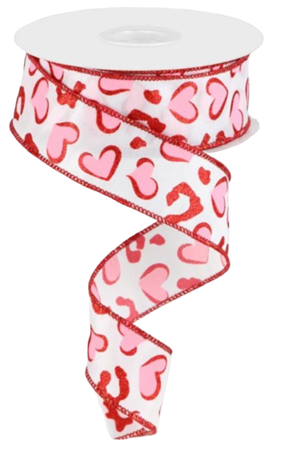 valentines hearts with leopard spots 1.5” wired ribbon - Greenery MarketWired ribbonRGC189624