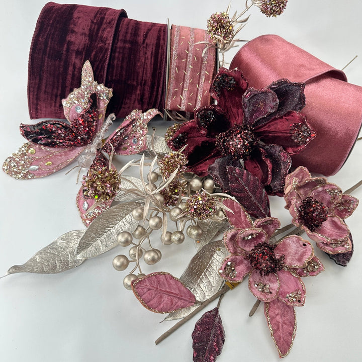 Velvet and jeweled butterfly clip - gingerberry - Greenery Market229813