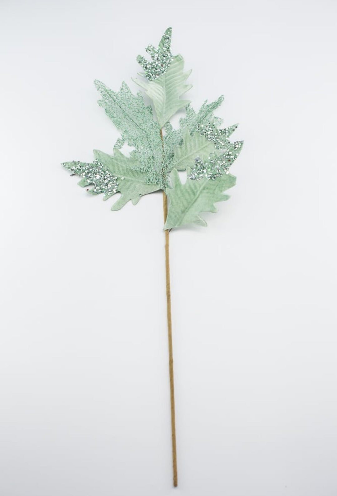 Velvet and sequins holly spray - mint - Greenery MarketWinter and ChristmasXF629 - AQ