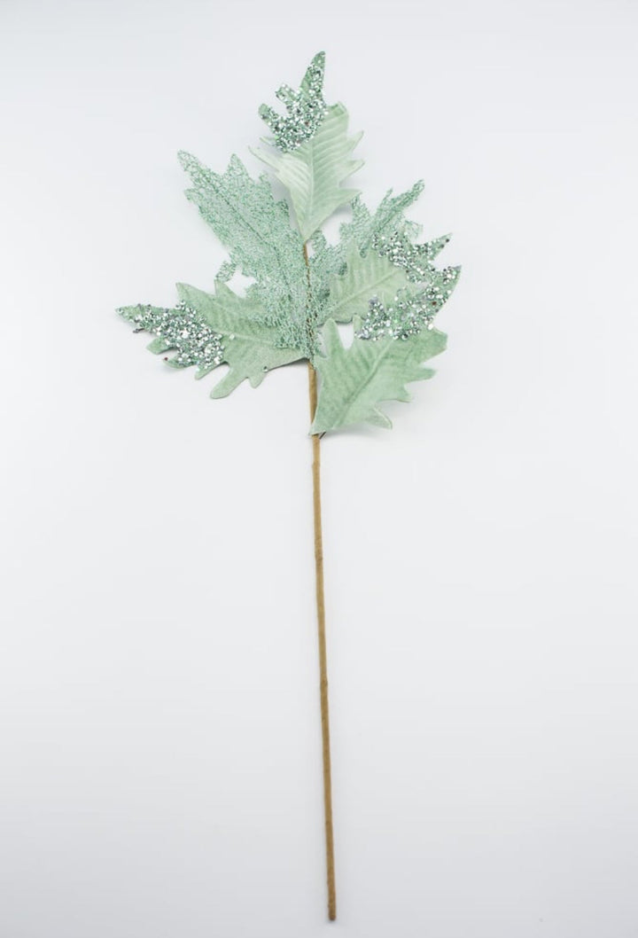 Velvet and sequins holly spray - mint - Greenery MarketWinter and ChristmasXF629 - AQ