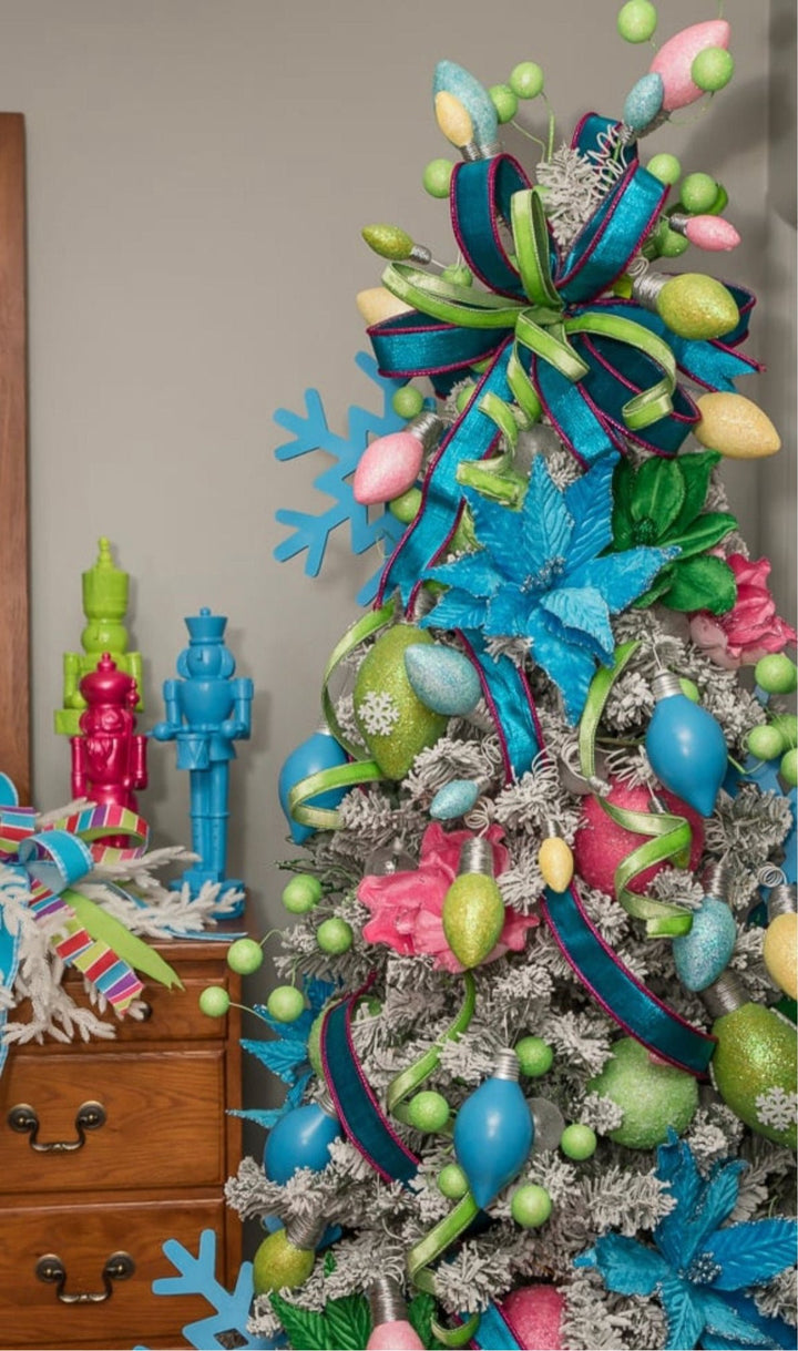 Velvet poinsettia pick - blue - Greenery Market85730BL
