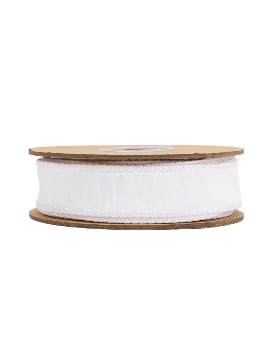 White Dupioni Wired Ribbon 1" - Greenery MarketWired ribbon9100W - 029 - 25E