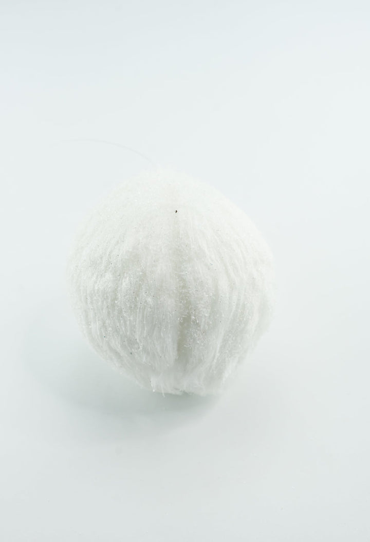 White furry ornament ball 4.5” - Greenery MarketOrnaments84604WT