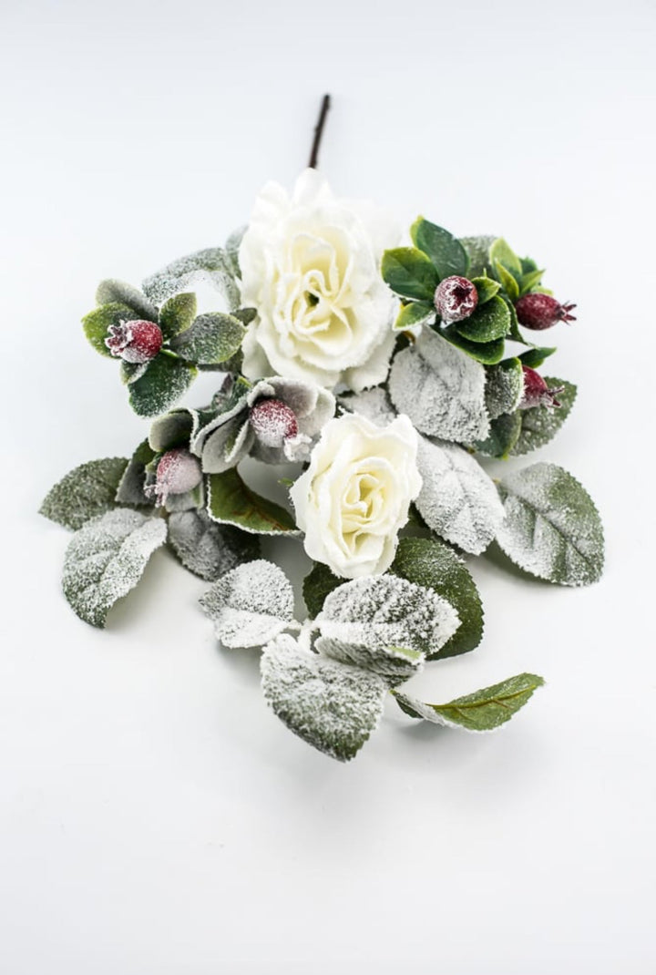 White rose and berry spray - Greenery Market83754 - WT