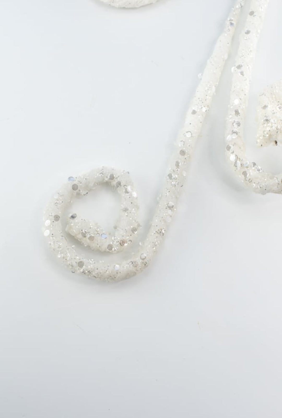 White sequin wired curly spray - Greenery MarketArtificial FloraXS107127