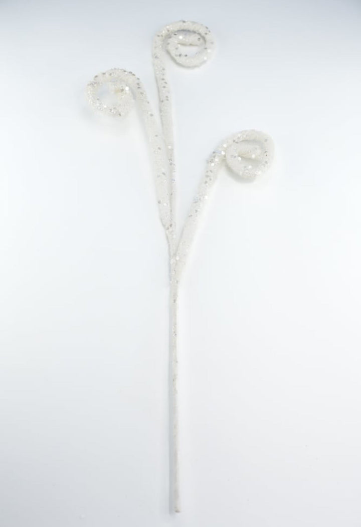 White sequin wired curly spray - Greenery MarketArtificial FloraXS107127