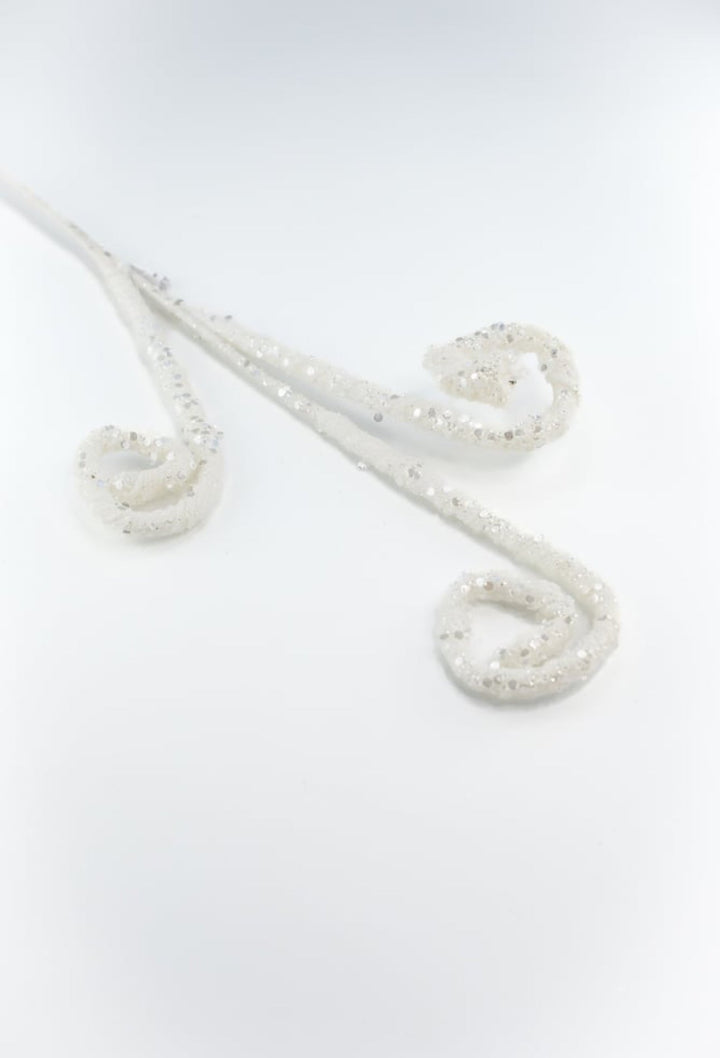 White sequin wired curly spray - Greenery MarketArtificial FloraXS107127