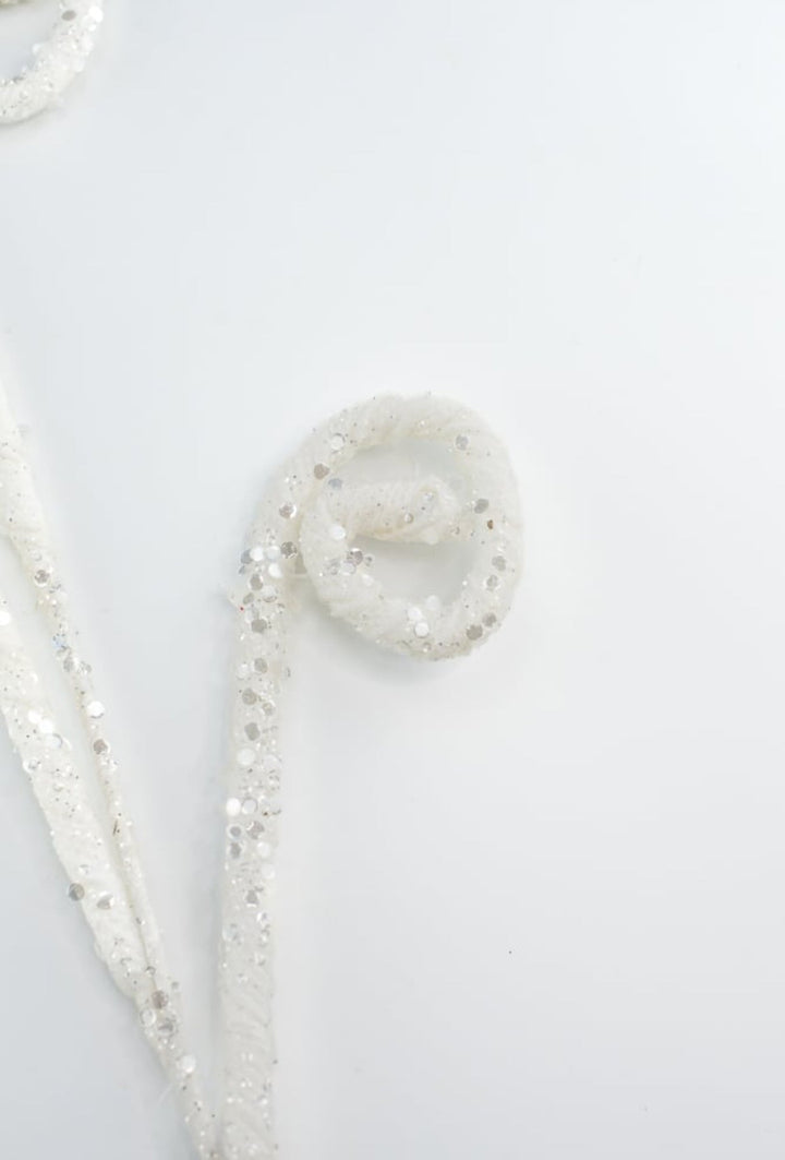 White sequin wired curly spray - Greenery MarketArtificial FloraXS107127