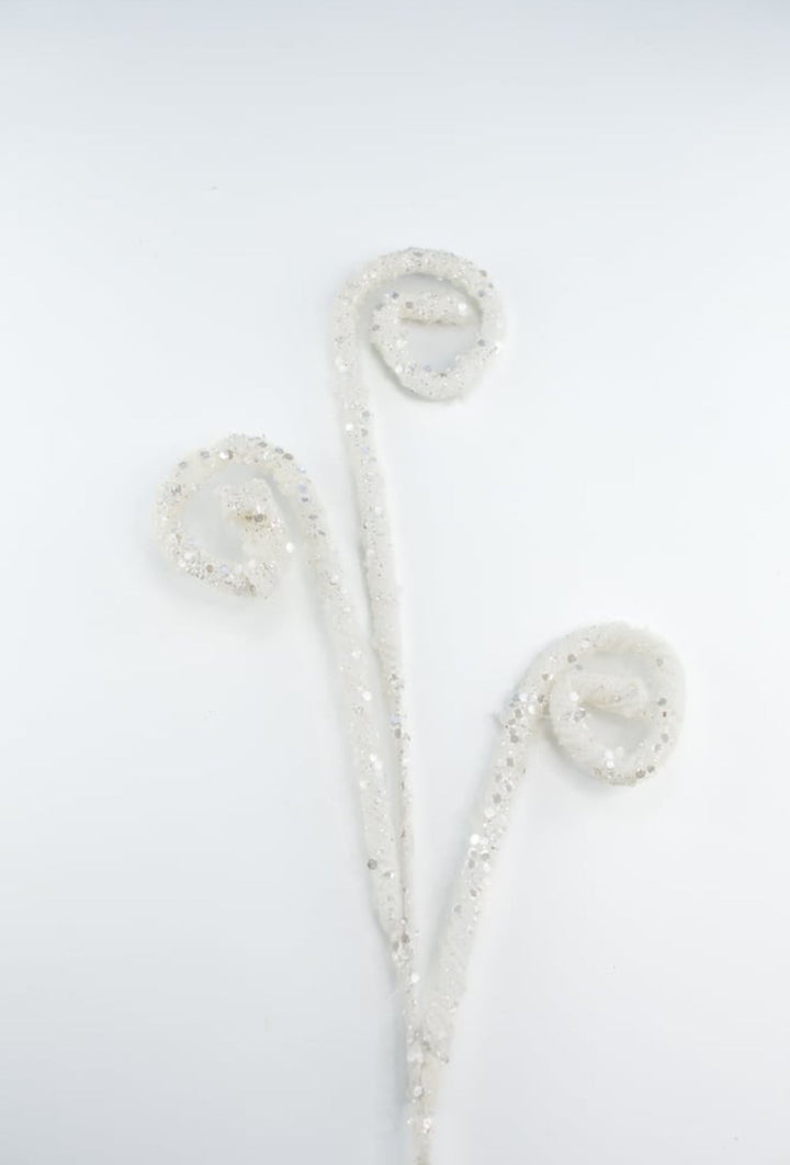 White sequin wired curly spray - Greenery MarketArtificial FloraXS107127