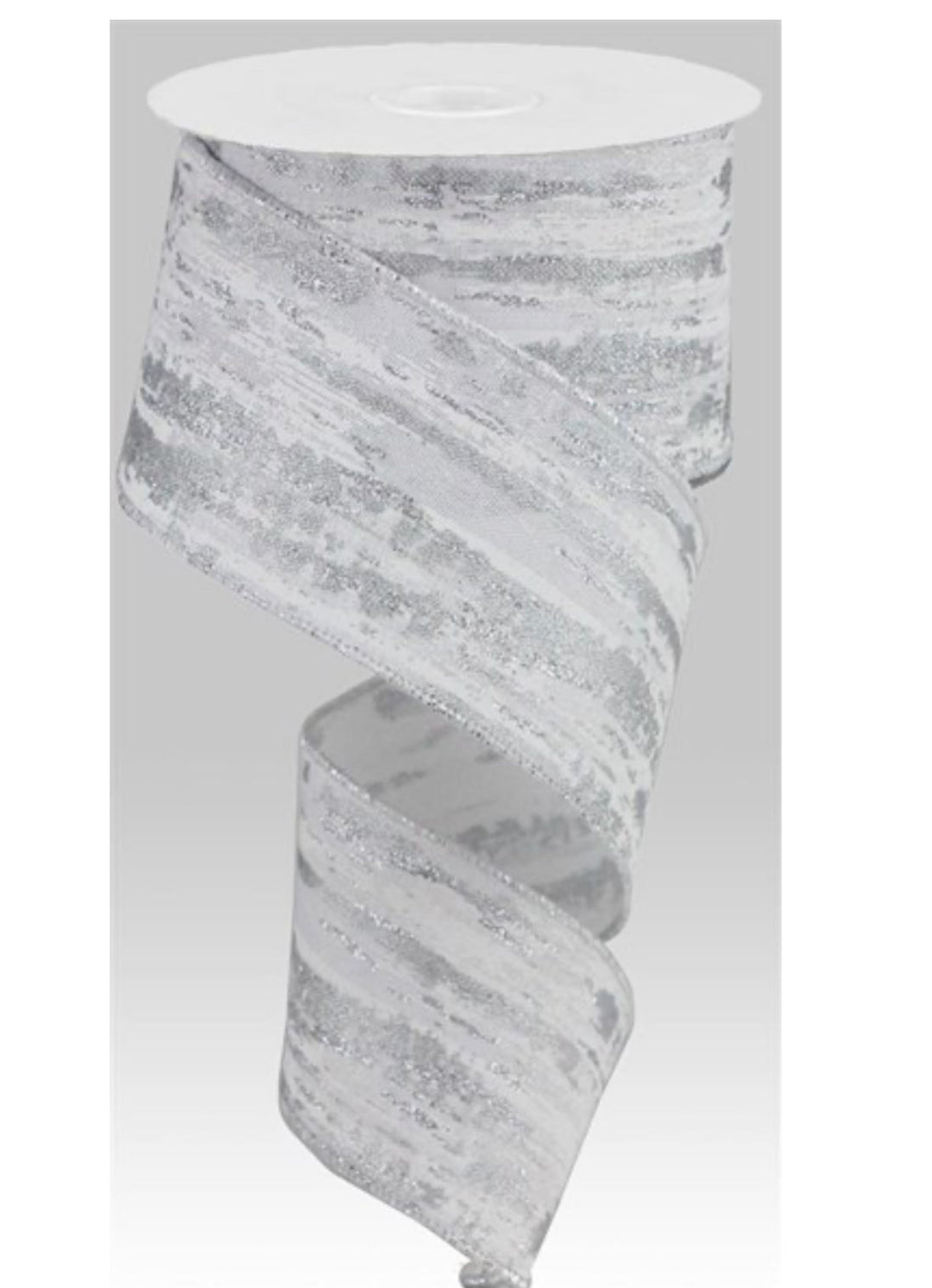White streak with silver 2.5” - Greenery MarketWired ribbonRGA191827